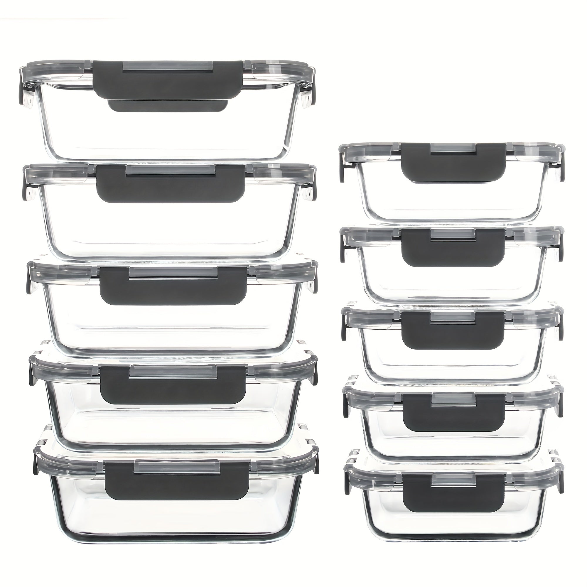 20 Pieces (10 Containers +10 Lids) High Borosilicate Glass Meal Prep Containers, Food Storage Containers With Airtight Leakproof Lids, Glass Lunch Boxes For Home Office Lunch Restaurants