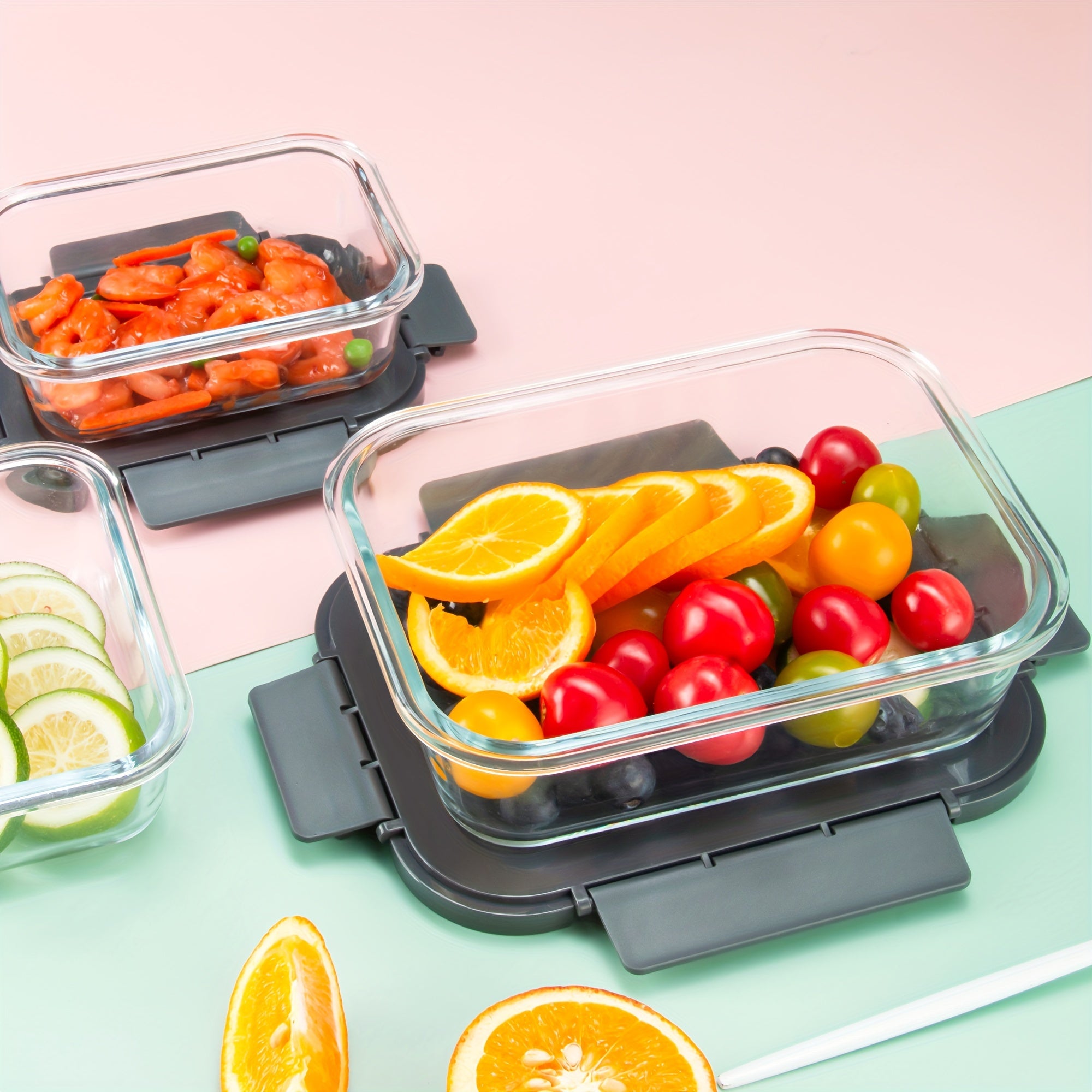 [10-PACK] High Borosilicate Glass Meal Prep Containers with Steam Vent, Food Storage Containers with Airtight Lids, for Home Kitchen Office Lunch Portion Control