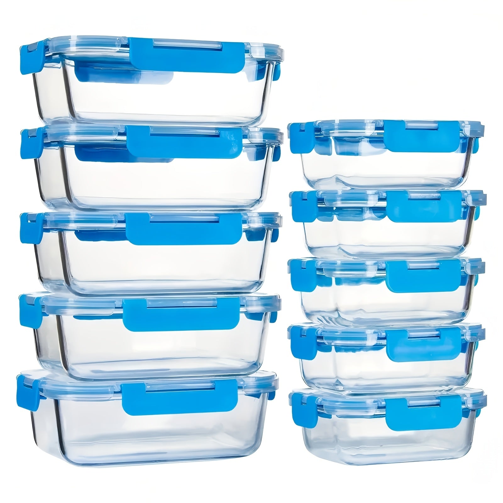 20pcs Food Storage Containers Kitchen Organizers And Storage Leakproof Meal Prep Containers Local Warehouse 20pcs Including 10pcs Glass Containers with 10 Lids, Airtight Freezer Safe, Glass Meal Prep Container, for Pantry And Kitchen Organization