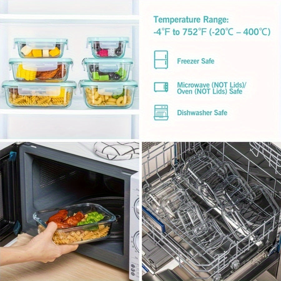 [Premium Glass Containers] 8pcs Premium Glass Food Storage Containers | Leak Proof Seal, Microwave, Oven, Freezer And Dishwasher Safe, With Flip Top Lids For Meal Prep, Leftovers, Pantry And Kitchen Organization