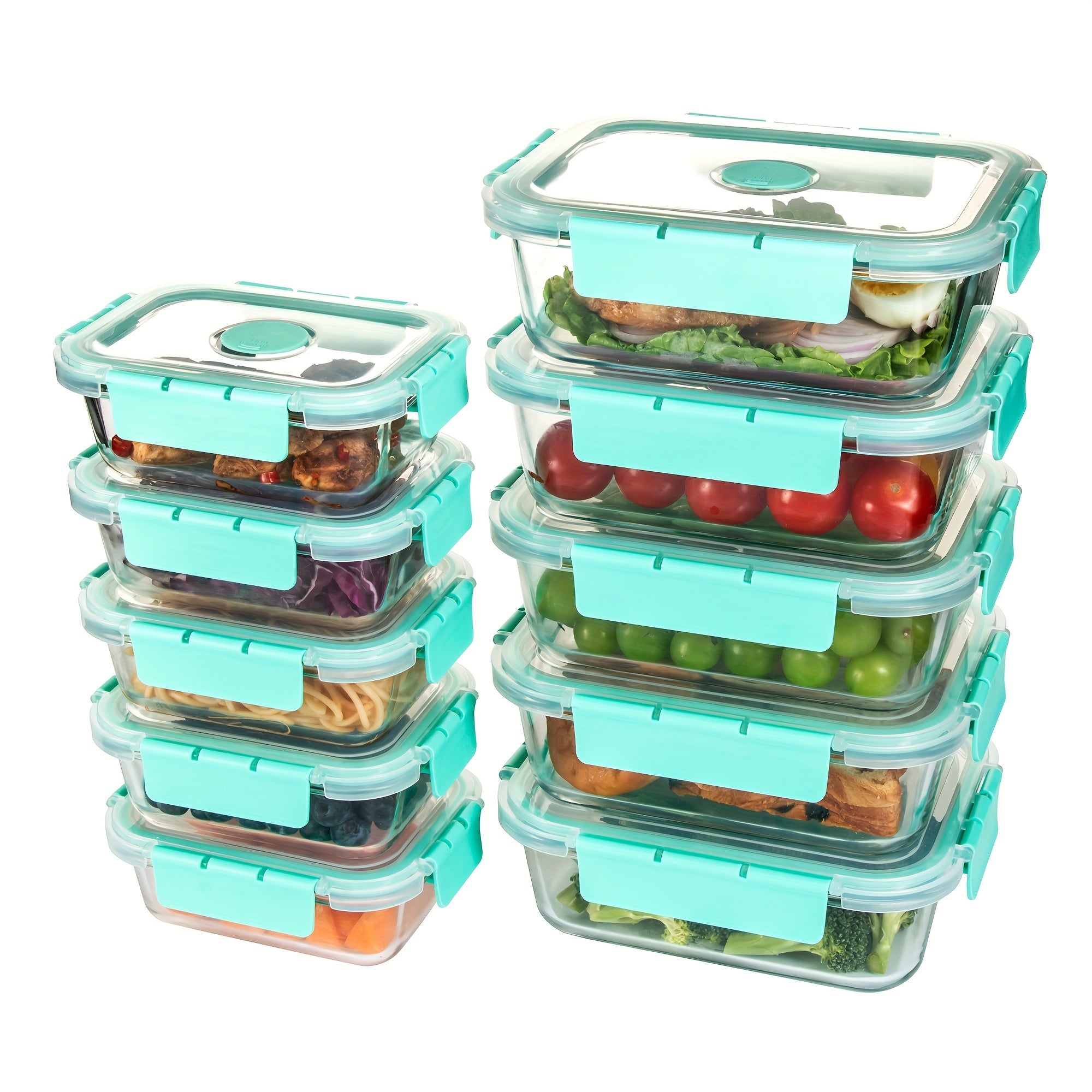 20 Pieces (10 Containers +10 Lids) High Borosilicate Glass Meal Prep Containers, Food Storage Containers With Airtight Leakproof Lids, Glass Lunch Boxes For Home Office Lunch Restaurants