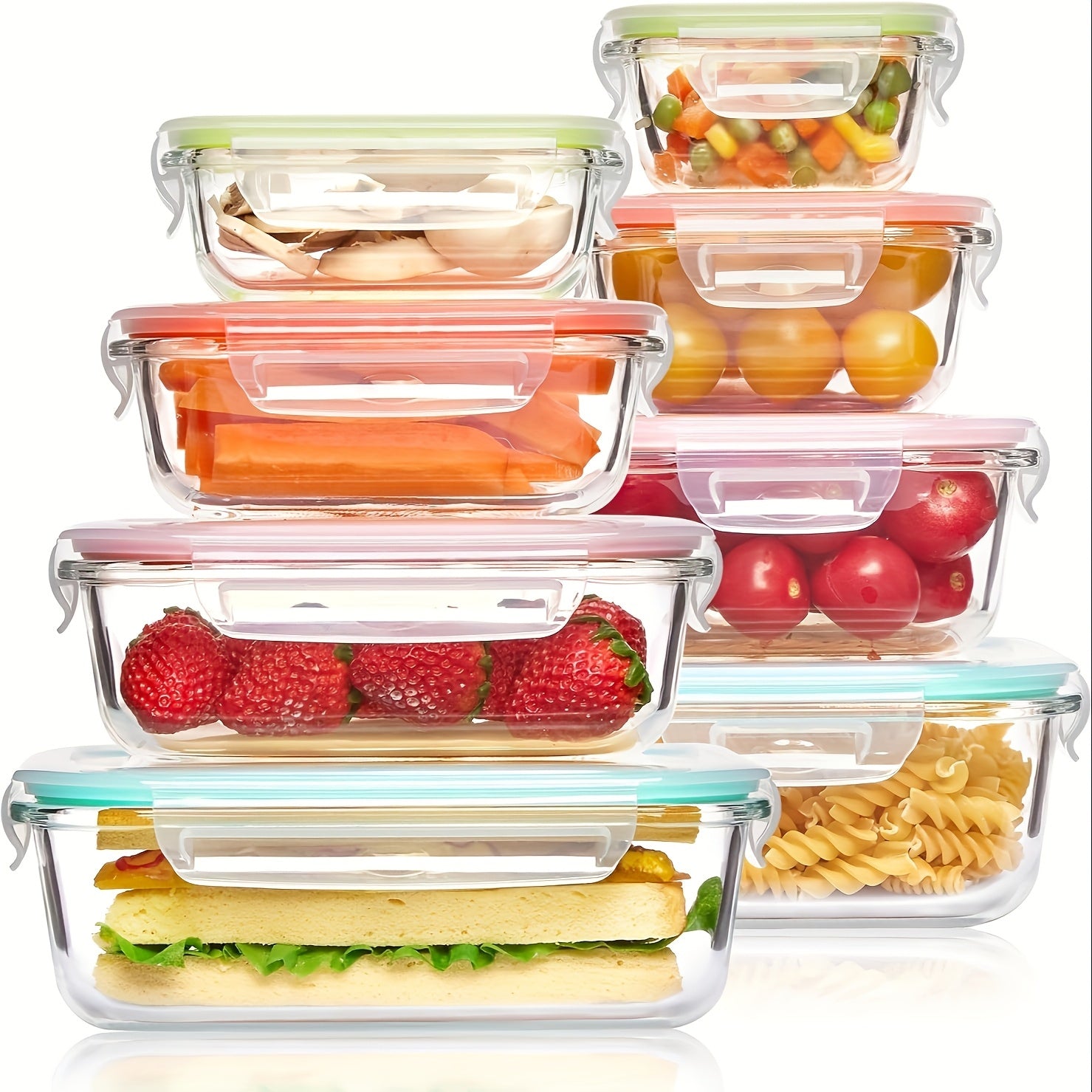 [Premium Glass Containers] 8 Pack Premium Glass Food Storage Containers | Airtight, Leak-Proof, Microwave/Oven/Freezer/Dishwasher Safe, BPA-Free, Stain-Resistant, Easy-Clean Design with Flip-Top Lids for Meal Prep, Bento Boxes, Leftovers & Fresh