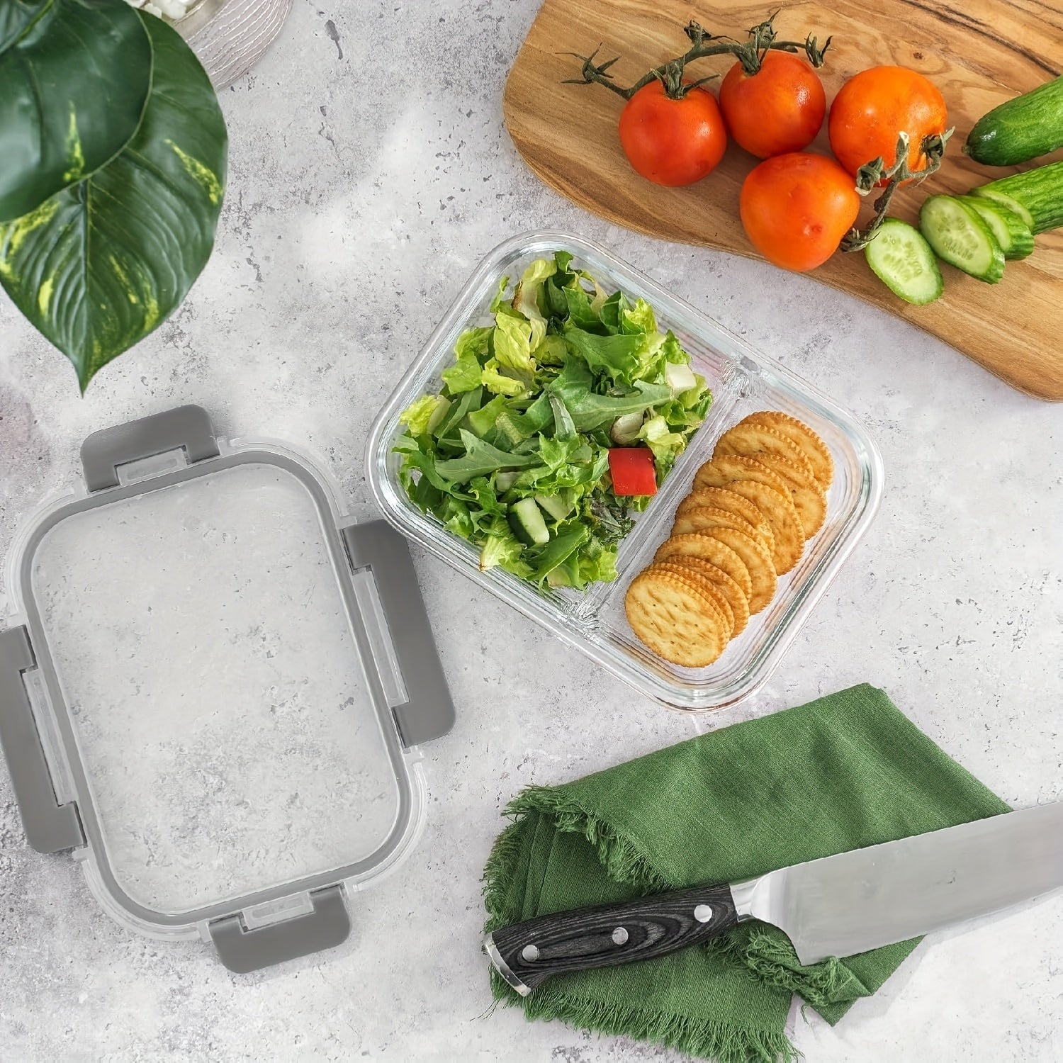 [21.97 Oz Airtight Bento Box] 21.97 Oz Airtight Bento Box Set with Lid - Microwave & Dishwasher Safe, Durable Rectangular Food Storage Container for Meal Prep, Snacks, And Leftovers - Ideal for Students, Commuters, And Picnickers, Picnic