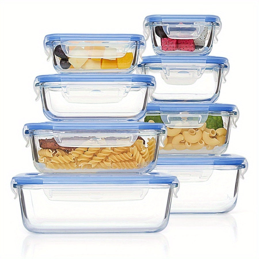 4/8pcs Set Of Glass Food Storage Containers, Leak Proof Sealed Lid, Lunch Box, Suitable For Microwave Ovens, Ovens, Freezers, And Dishwashers, Christmas Gift