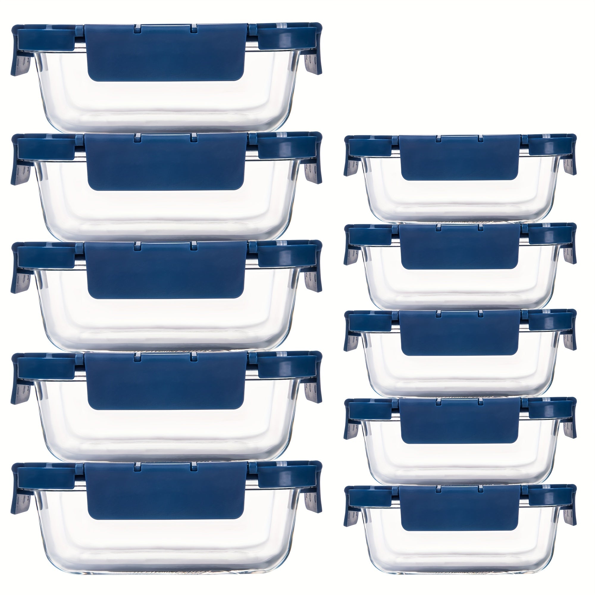 [10-PACK] High Borosilicate Glass Meal Prep Containers with Steam Vent, Food Storage Containers with Airtight Lids, for Home Kitchen Office Lunch Portion Control