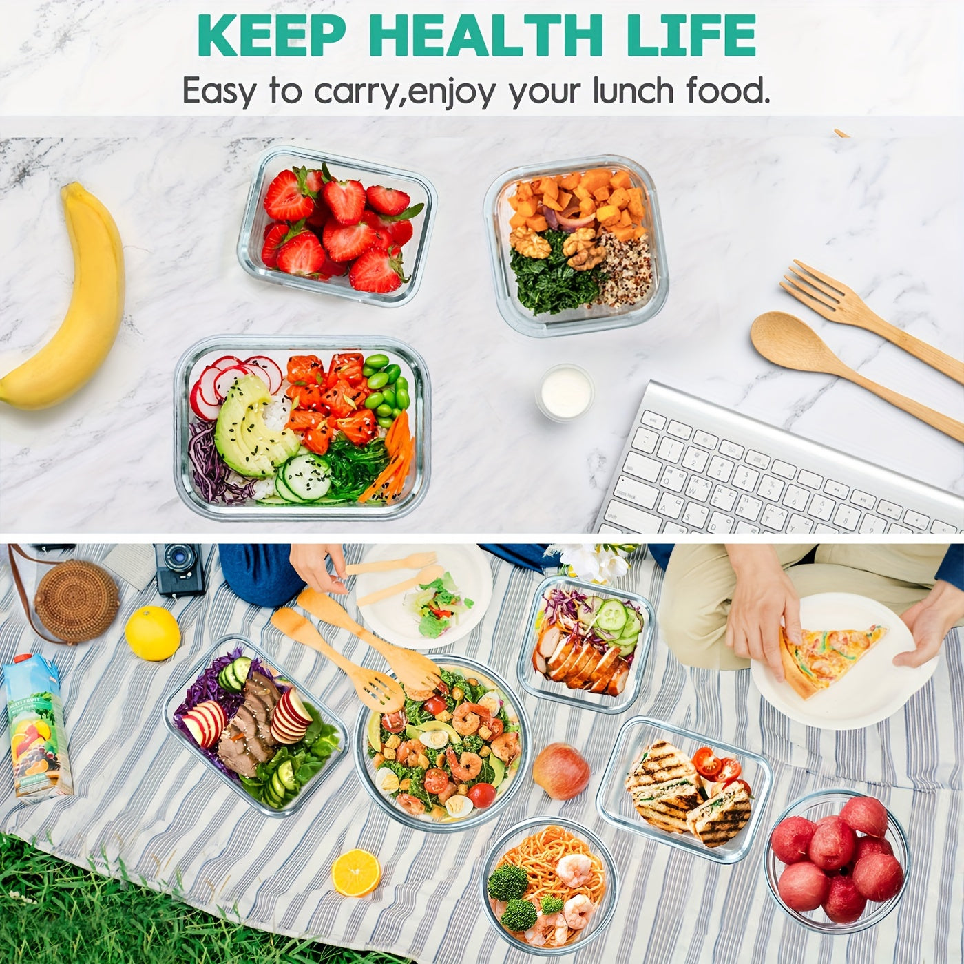 34pcs Set of Glass Food Storage Containers with Lids, Airtight Glass Meal Prep Containers (17 Containers And 17 Lids), Leak-Proof Lunch Containers Bpa-Free, Microwave, Oven, Freezer, Dishwasher Safe, Black