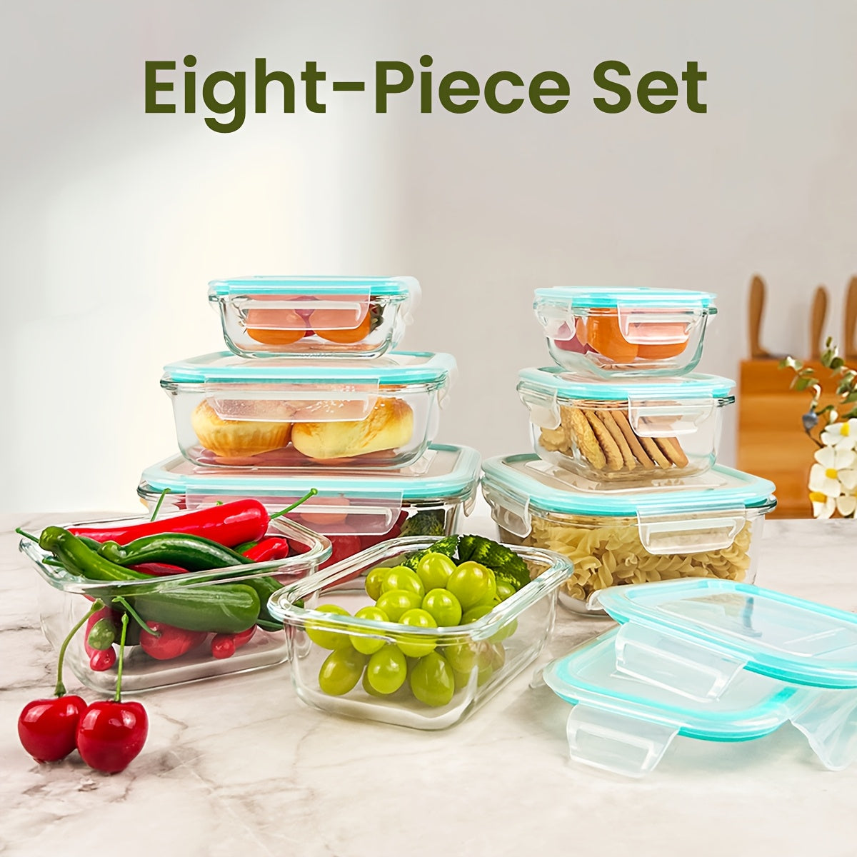 [Premium Glass Containers] 8 Pack Premium Glass Food Storage Containers | Airtight, Leak-Proof, Microwave/Oven/Freezer/Dishwasher Safe, BPA-Free, Stain-Resistant, Easy-Clean Design with Flip-Top Lids for Meal Prep, Bento Boxes, Leftovers & Fresh