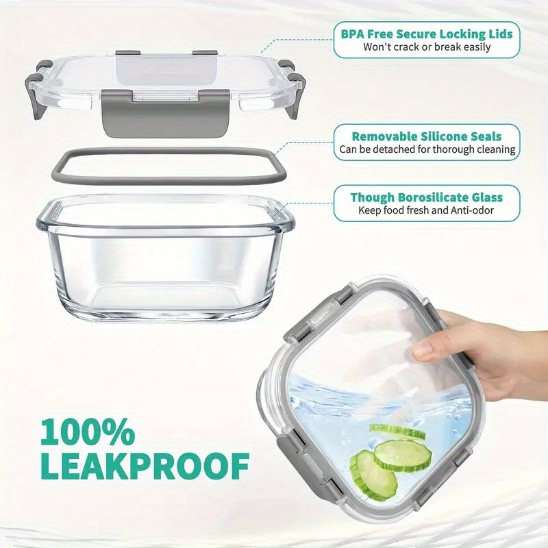 36pcs Food Storage Containers, 36pcs Including 12pcs Glass Containers With 12 Lids And 6 Seasoning Boxes With 6 Lids, Airtight Freezer Safe Food Storage Containers With Lids, Glass Meal Prep Container, Food & Dish Transport-Bus Tubs