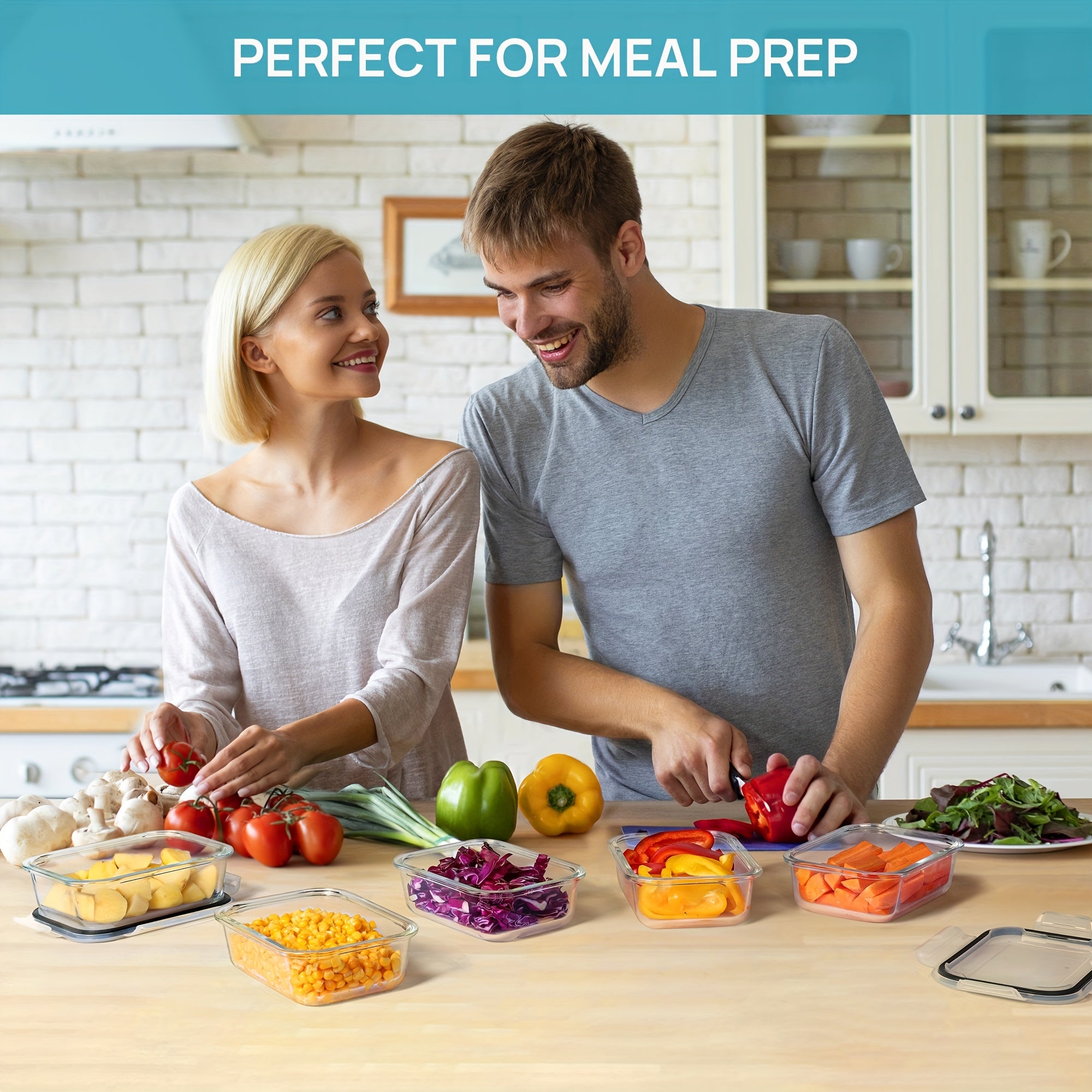 [5pcs Glass Containers] 5pcs 22oz BPA-Free Glass Meal Prep Containers with Airtight Lids | Microwave, Oven, Freezer & Dishwasher Safe | Stackable Food Storage for Lunches, Leftovers & Home Organization, Perfect for Salads, Pasta, Meat & More, Meal Prep