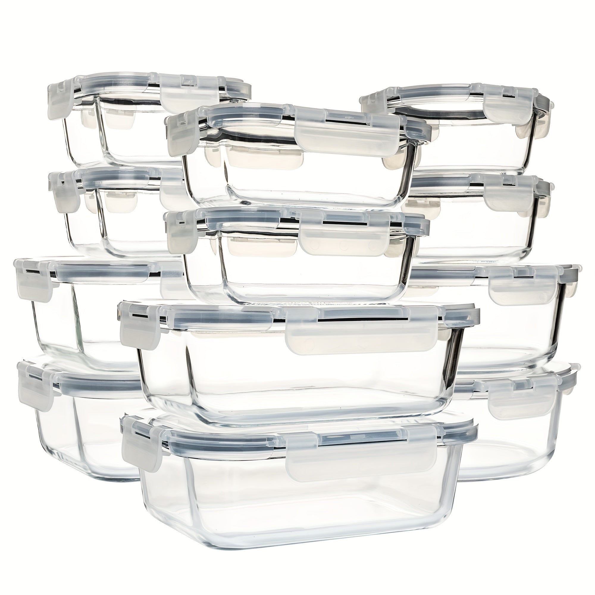 24PCS (12containers+12lids) High Borosilicate Glass Food Storage Containers Set - Leakproof, Airtight Lids - Perfect for Meal Prep, Lunch, Leftovers - For Home Kitchen Organization - Ideal Gift for Foodies & Busy Individuals