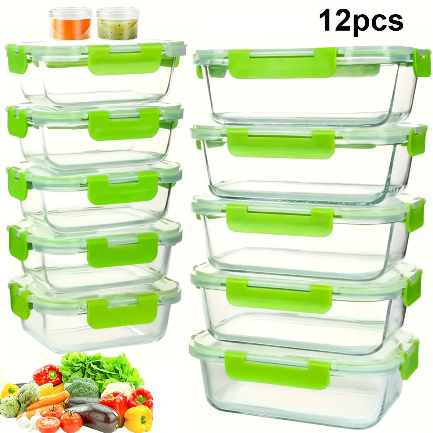 [Glass Meal Prep] 12pcs Glass Meal Prep Containers, Food Storage Containers With Lids Airtight, Glass Lunch Boxes, Microwave, Oven, Freezer And Dishwasher Safe