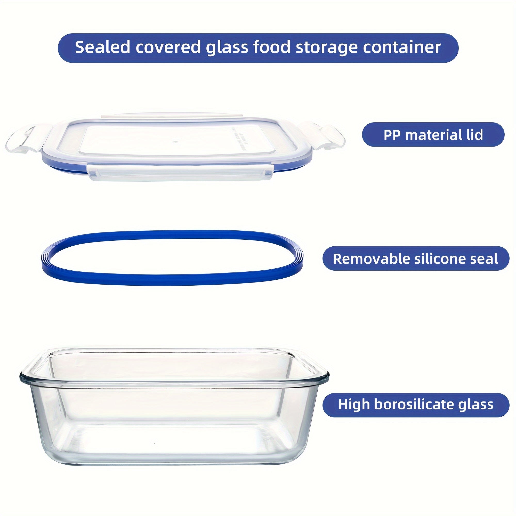 16 Pieces Glass Meal Prep Container With Lids, Lunch Containers For Food Storage, Airtight Kitchen Container For Leftover, Microwave, Freezer And Dishwasher Safe (8 Lids & 8 Glass Containers)