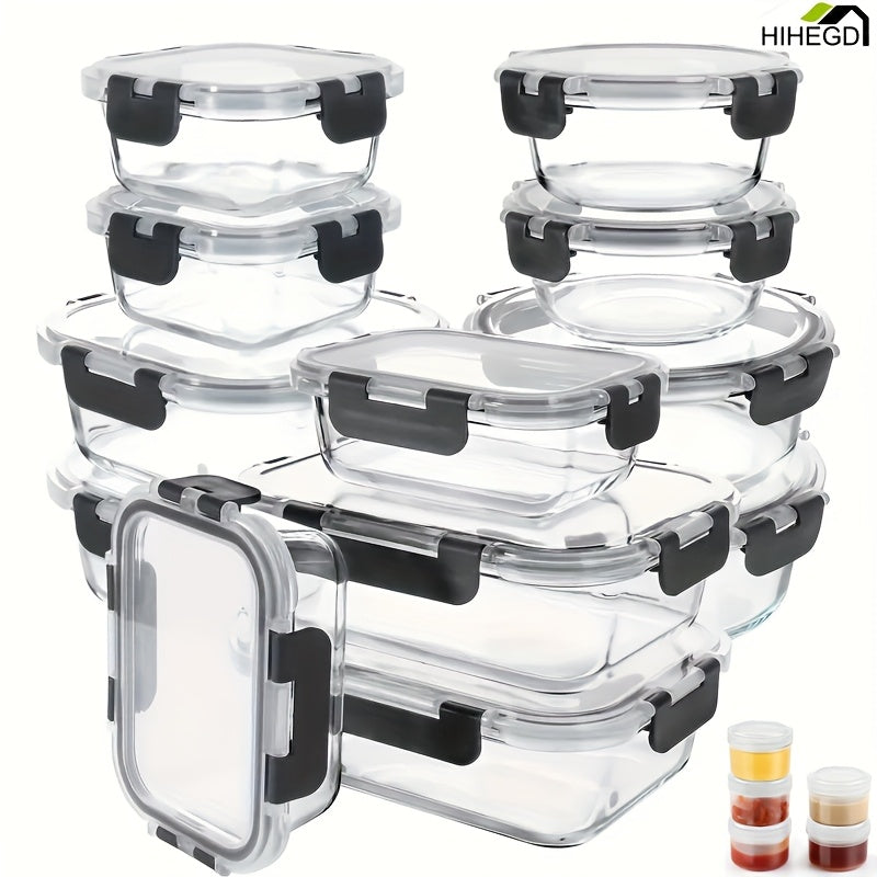 24pcs (Boxs And Lids) Glass Food Storage Containers With Lids, Meal Prep, Pantry Kitchen Storage Containers For Lunch, Leak Proof, Airtight Glass Lunch Bento Boxes For Microwave, Oven, Freezer And Dishwasher