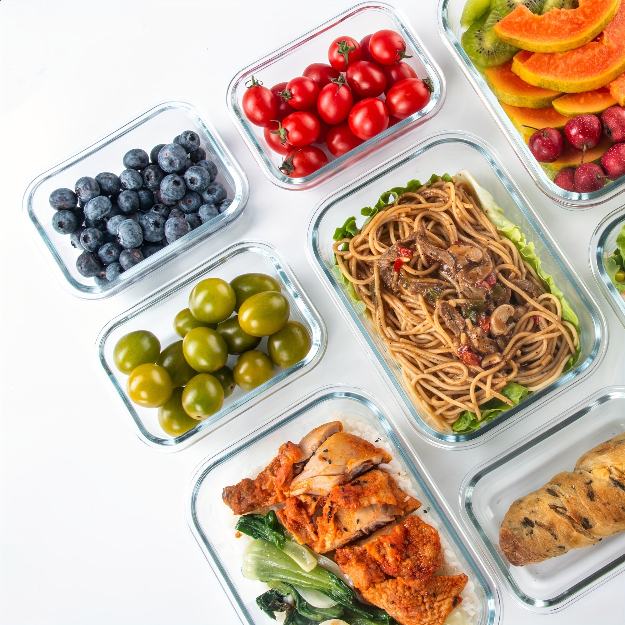 Glass Meal Prep Containers, Food Storage Containers with Lids Airtight, Glass Lunch Boxes, Microwave, Oven, Freezer and Dishwasher Safe, Pink