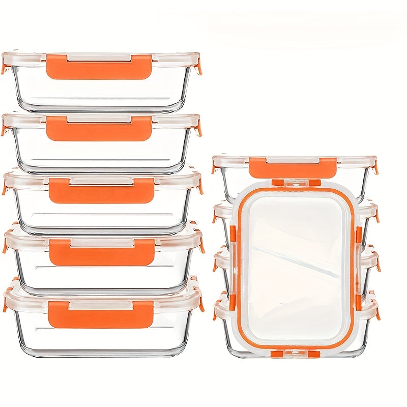 [Leakproof | Glass] 2/10pcs Glass Food Storage Containers with Lids | Leakproof Lunch Box Set for Meal Prep, Office Lunches & Pantry Organization | Reusable Household & Kitchen Essentials