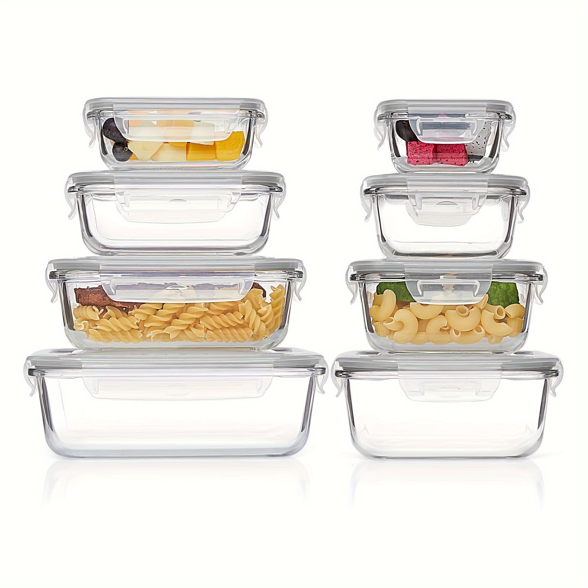 [Premium Glass Containers] 8 Pack Premium Glass Food Storage Containers | Airtight, Leak-Proof, Microwave/Oven/Freezer/Dishwasher Safe, BPA-Free, Stain-Resistant, Easy-Clean Design with Flip-Top Lids for Meal Prep, Bento Boxes, Leftovers & Fresh