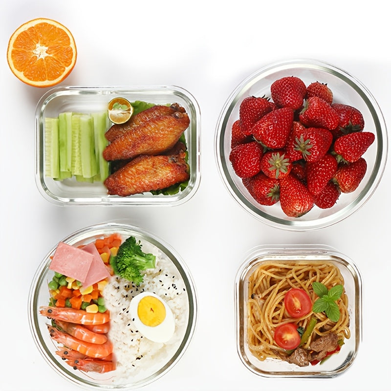 Stackable 4/24pcs Glass Food Container (2/12 Lids +2/12 Containers)-Multi-purpose Meal Prep And Pantry.With Airtight Lids, Oven, Microwave, Refrigerator And Dishwasher Safe. Durable, Space-saving Design Improves Heating Efficiency And Organization