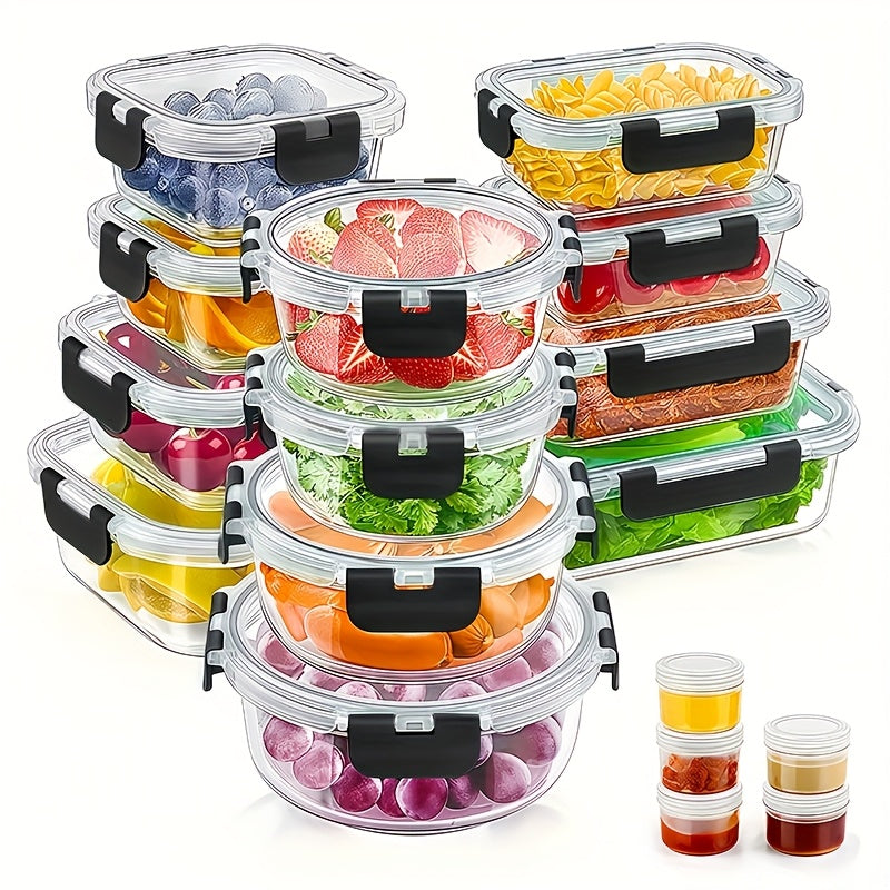 [Leak Proof Glass Containers] 24pcs (12 Lids 12 Containers) Leak Proof Glass Food Storage Containers | With Lids, Ideal For Meal Prep, Kitchen Storage, Lunch Use, Sealed Glass Lunch Box, Suitable For Microwave, Oven, Fridge And Dishwasher, Local Warehouse