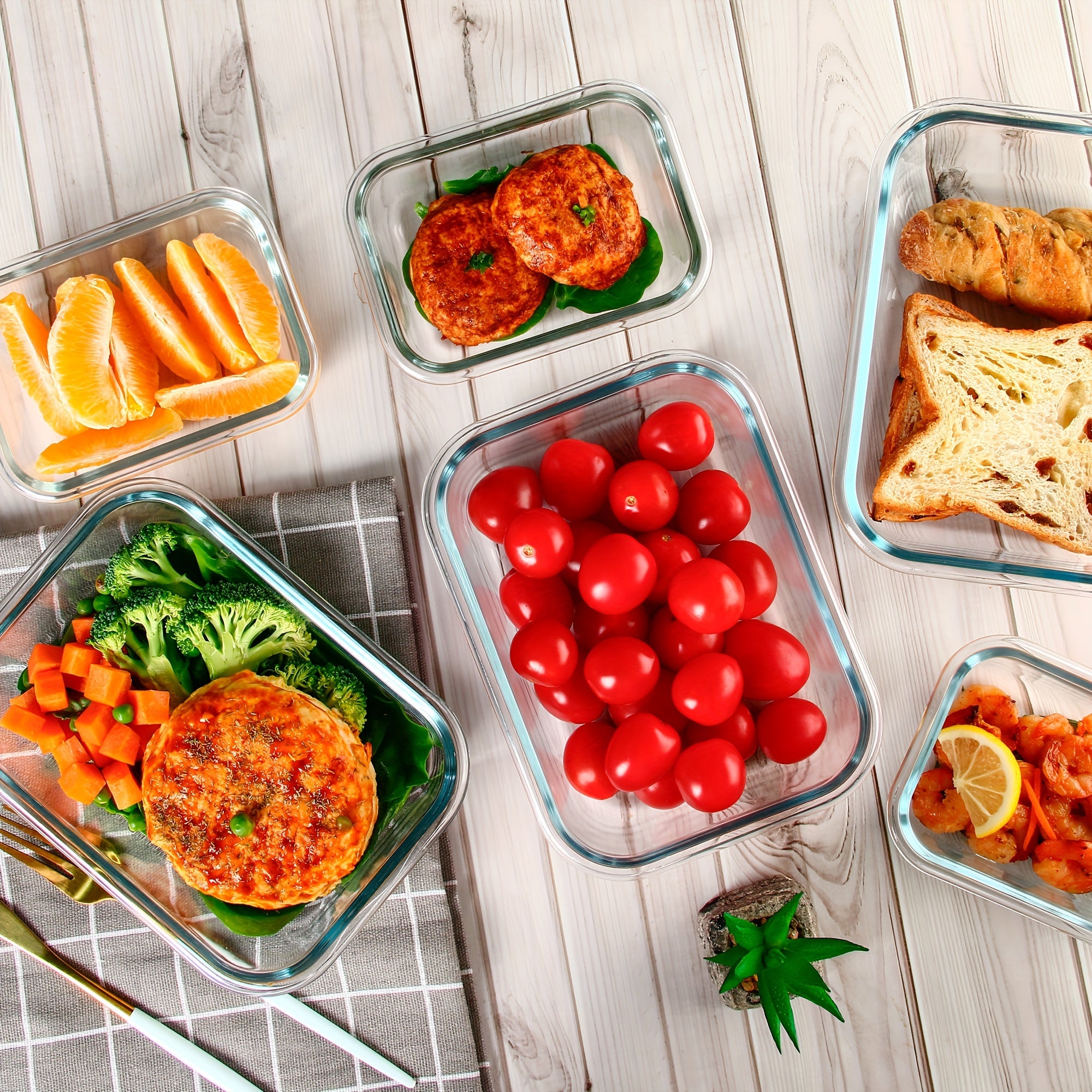 Glass Meal Prep Containers, Food Storage Containers with Lids Airtight, Glass Lunch Boxes, Microwave, Oven, Freezer and Dishwasher Safe, Pink
