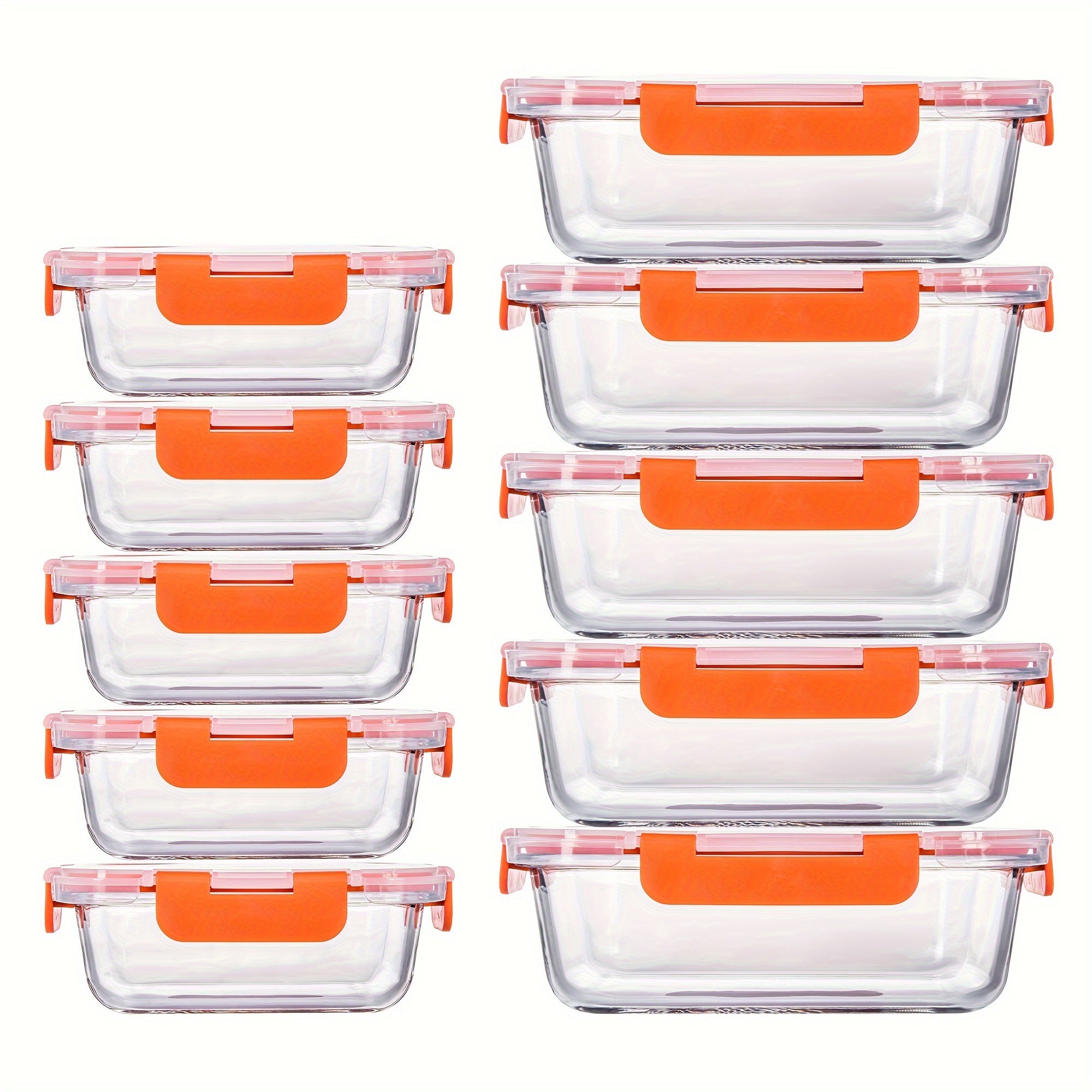 20 Pieces (10 Containers +10 Lids) High Borosilicate Glass Meal Prep Containers, Food Storage Containers With Airtight Leakproof Lids, Glass Lunch Boxes For Home Office Lunch Restaurants