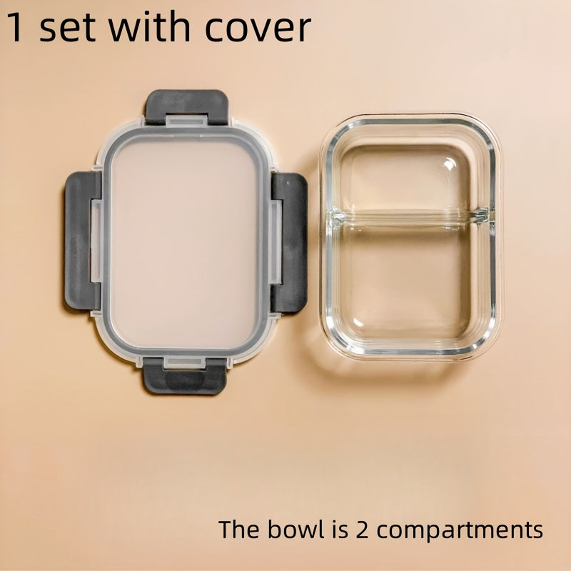 1pc Large 22.88oz Glass Lunch Box with Lid - 2 Compartment Design, Microwave & Refrigerator Safe, Ideal for Outdoor Use, Perfect Gift Optio