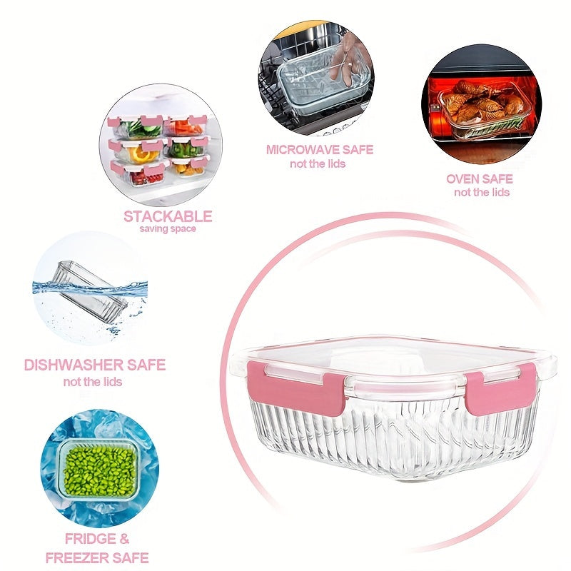10pcs Glass Crisper (10 Glass Bowls + 10 Sealed LIDS), High Borosilicate Sealed LIDS Food Storage Container Glass, Reusable, Suitable for Microwave, Oven, Refrigerator, Dishwasher, Office, School And Camping Food Storage