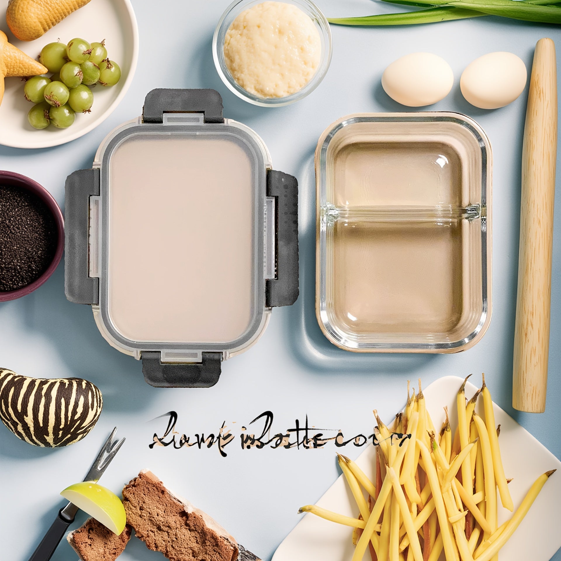 1pc Large 22.88oz Glass Lunch Box with Lid - 2 Compartment Design, Microwave & Refrigerator Safe, Ideal for Outdoor Use, Perfect Gift Optio