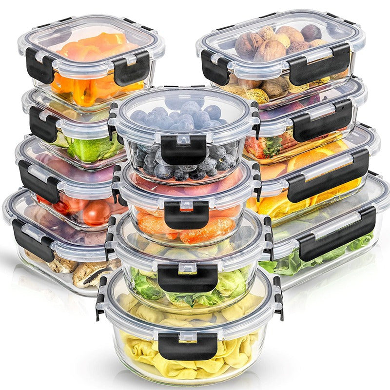24Pcs (12 Lids+12 Glass Bowl) Glass Food Storage Containers with Airtight Lids, Glass Meal Prep Containers for Lunch, Kitchen Storage Containers, Airtight Freezer Safe Food Storage Containers, Reusable, Ideal for Food Storage in Microwave Ovens,