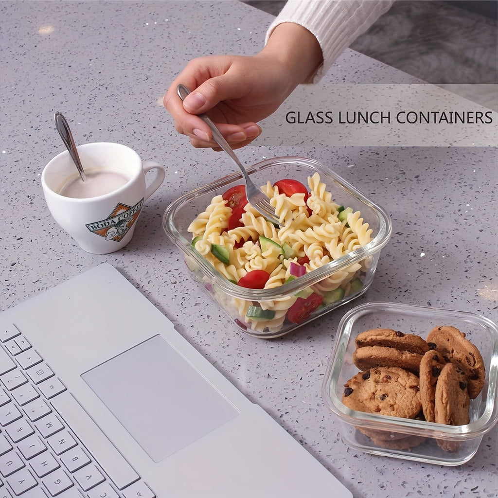 [18 Glass Containers] 18 Glass Food Storage Containers | Meal Preparation, Sealed Bento Box with Leak Proof Lock Cover | BPA Free, Suitable for Microwave Ovens, Lunch Boxes, Ovens, Refrigerators, and Dishwashers