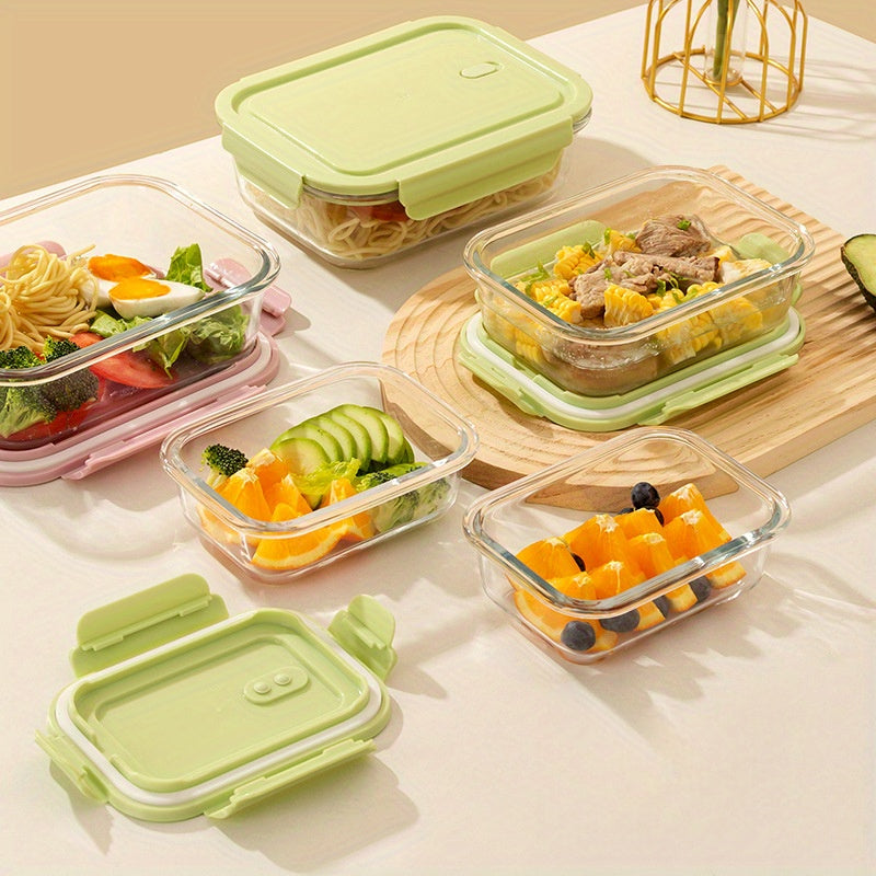3pcs Leak-Proof Glass Storage Containers with Blue Lids - Microwave & Dishwasher Safe, Perfect for Meal Prep, Picnics, and Food Storage, Picnic Essentials|Modern Kitchenware|Glossy Finish