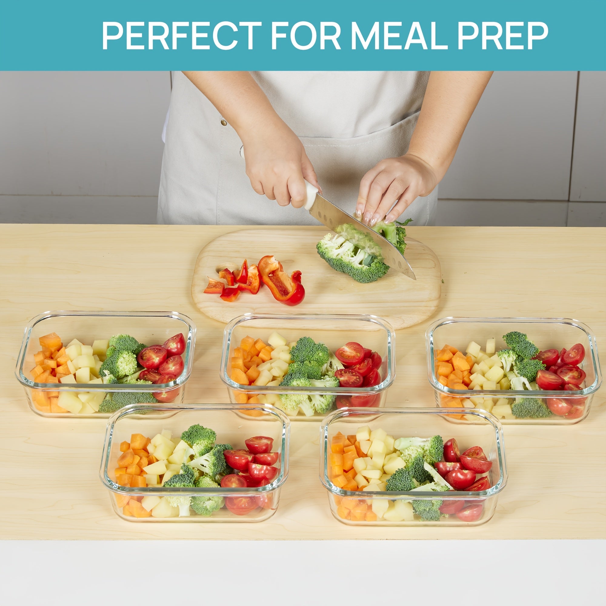[5 Pack Glass Containers] Vtopmart 5 Pack 35oz Glass Food Storage Containers With Lids | Airtight Reusable Meal Prep Lunch Container Set, Safe For Oven, Microwave, Freezer, And Dishwasher