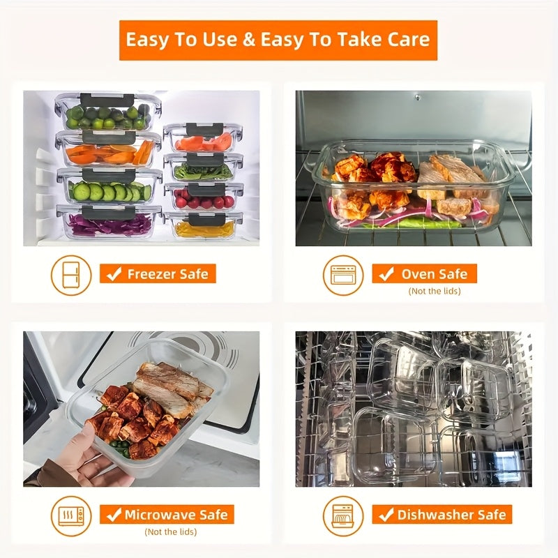 20pcs Food Storage Containers Kitchen Organizers And Storage Leakproof Meal Prep Containers Local Warehouse 20pcs Including 10pcs Glass Containers with 10 Lids, Airtight Freezer Safe, Glass Meal Prep Container, for Pantry And Kitchen Organization
