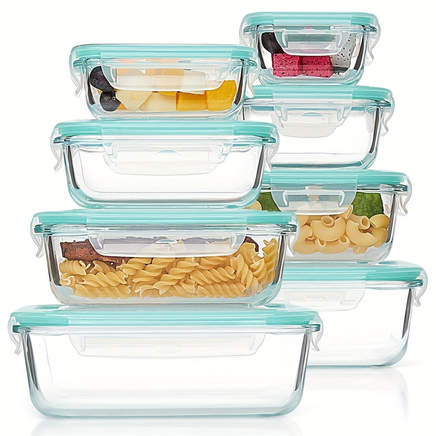 8/16pcs Glass Preservation Box Set, Food Storage Container with Sealed Lid, Glass Lunch Box for Home Kitchen And Office Lunch, Multi-color Sealed Lunch Container, Microwave Oven, Oven, Refrigerator, And Dishwasher.