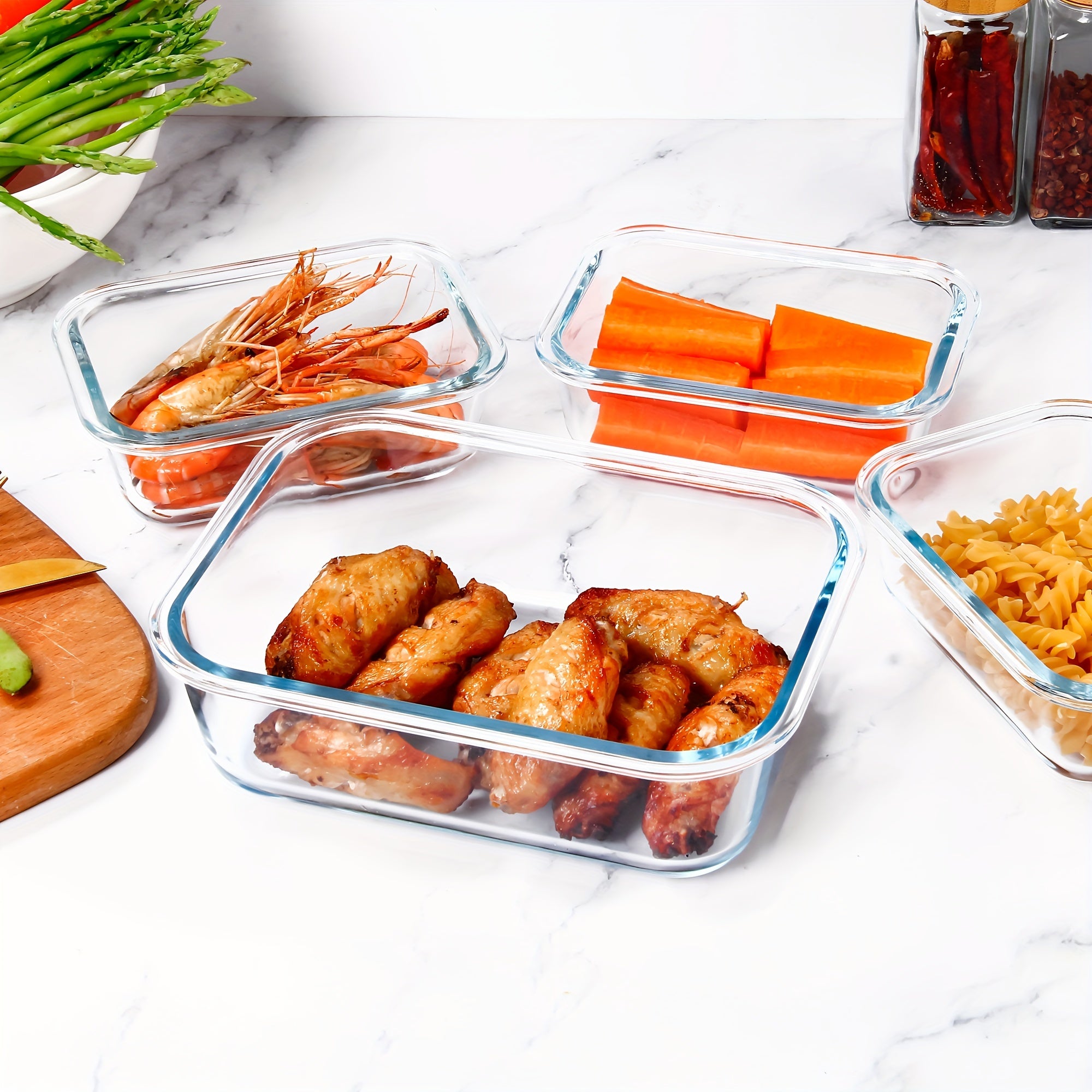 Glass Meal Prep Containers, Food Storage Containers with Lids Airtight, Glass Lunch Boxes, Microwave, Oven, Freezer and Dishwasher Safe, Pink