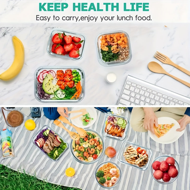 36pcs Food Storage Containers, 36pcs Including 12pcs Glass Containers With 12 Lids And 6 Seasoning Boxes With 6 Lids, Airtight Freezer Safe Food Storage Containers With Lids, Glass Meal Prep Container, Food & Dish Transport-Bus Tubs
