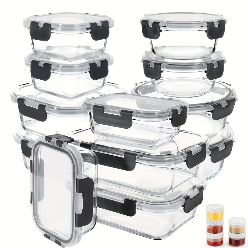 24pcs (Boxs And Lids) Glass Food Storage Containers With Lids, Meal Prep, Pantry Kitchen Storage Containers For Lunch, Leak Proof, Airtight Glass Lunch Bento Boxes For Microwave, Oven, Freezer And Dishwasher