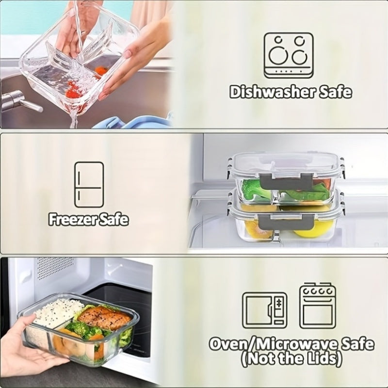 [21.97 Oz Airtight Bento Box] 21.97 Oz Airtight Bento Box Set with Lid - Microwave & Dishwasher Safe, Durable Rectangular Food Storage Container for Meal Prep, Snacks, And Leftovers - Ideal for Students, Commuters, And Picnickers, Picnic
