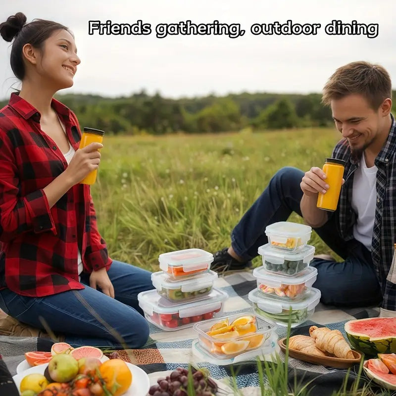 4/8pcs Set Of Glass Food Storage Containers, Leak Proof Sealed Lid, Lunch Box, Suitable For Microwave Ovens, Ovens, Freezers, And Dishwashers, Christmas Gift