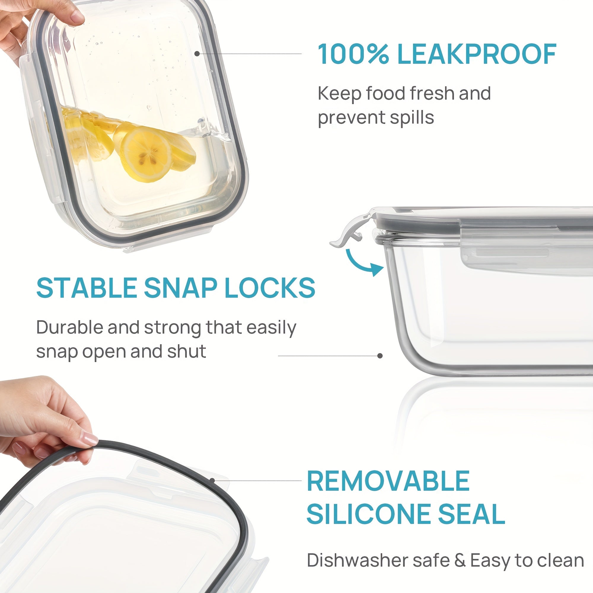 [5pcs Glass Containers] 5pcs 22oz BPA-Free Glass Meal Prep Containers with Airtight Lids | Microwave, Oven, Freezer & Dishwasher Safe | Stackable Food Storage for Lunches, Leftovers & Home Organization, Perfect for Salads, Pasta, Meat & More, Meal Prep