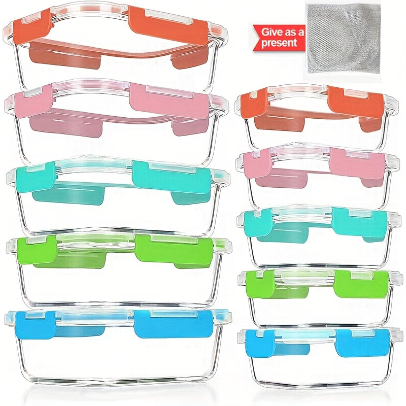 [Leakproof | Glass] 2/10pcs Glass Food Storage Containers with Lids | Leakproof Lunch Box Set for Meal Prep, Office Lunches & Pantry Organization | Reusable Household & Kitchen Essentials