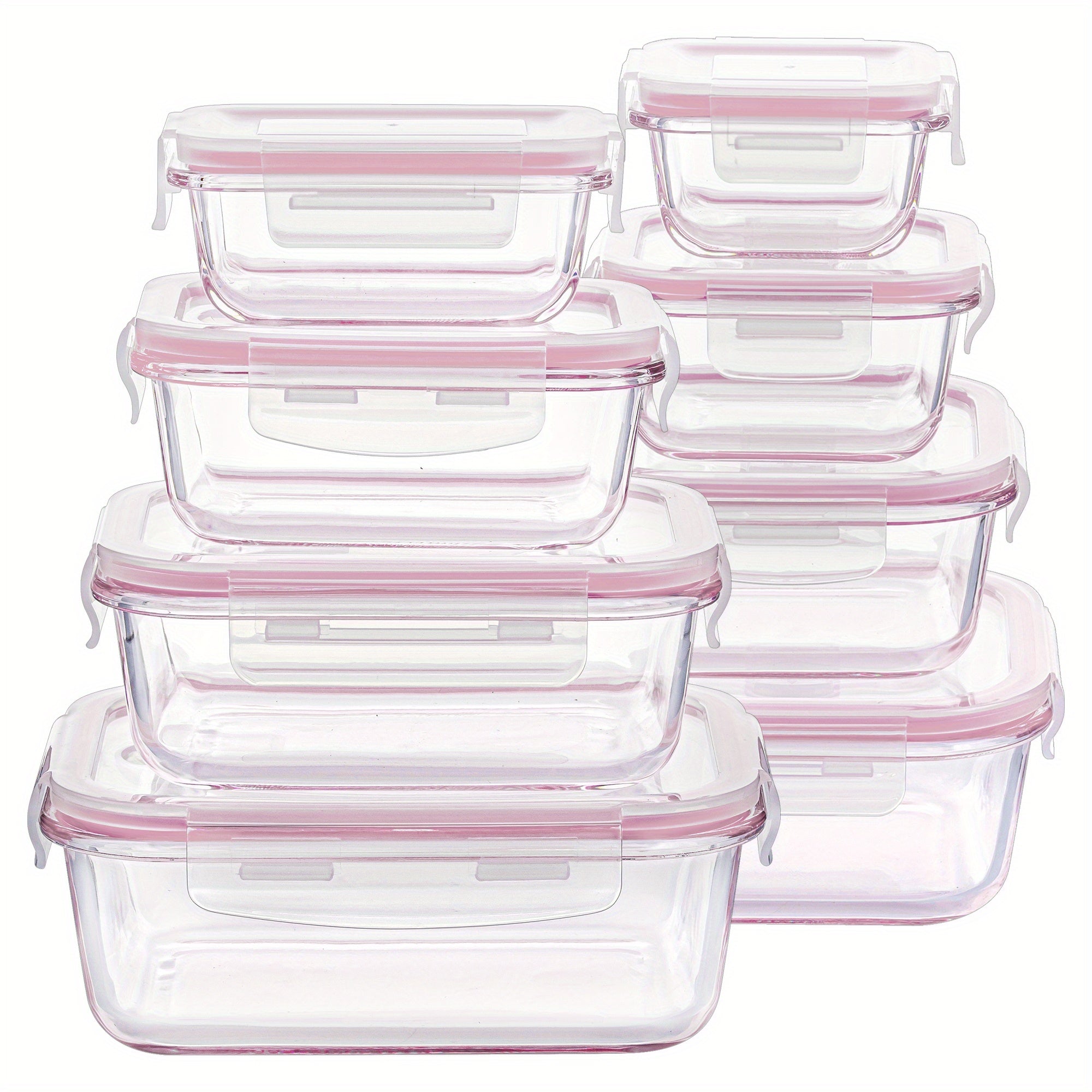 8pcs Glass Food Storage Containers with Airtight Lids - Freezer-Safe, Stackable Meal Prep Containers in Grass Green, Perfect for Organizing Fruits, Vegetables, and More, Kitchen Organization | Stackable Containers | Durable Glass, Food Storage Organizer
