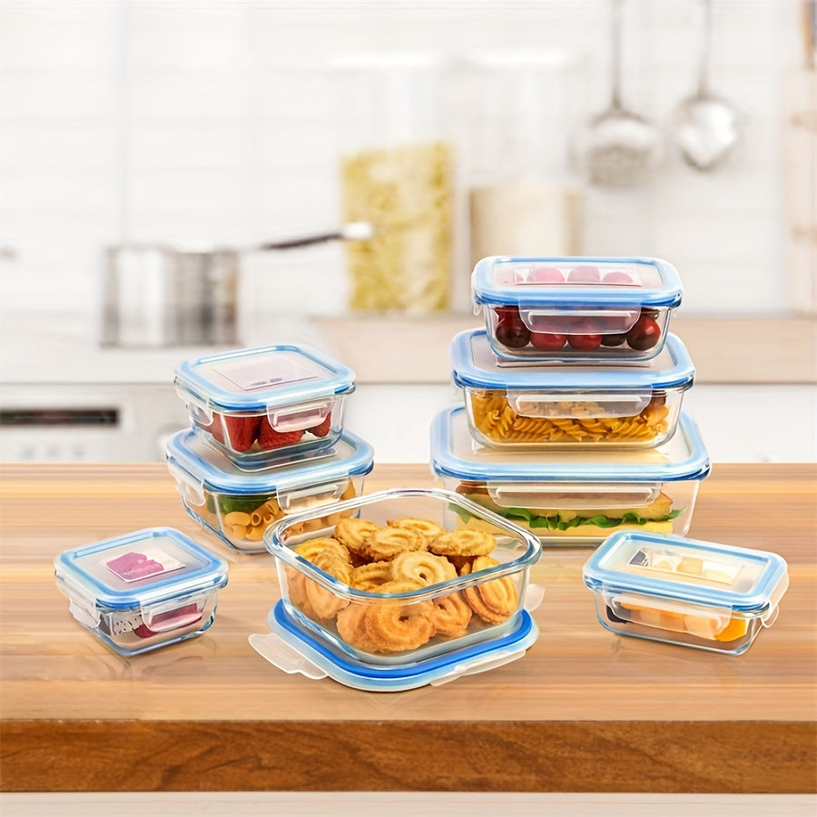 [Premium Glass Containers] 8pcs Premium Glass Food Storage Containers | Leak Proof Seal, Microwave, Oven, Freezer And Dishwasher Safe, With Flip Top Lids For Meal Prep, Leftovers, Pantry And Kitchen Organization