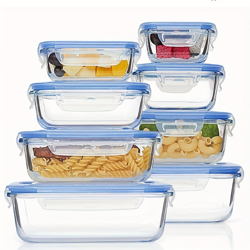 [Premium Glass Containers] 8 Pack Premium Glass Food Storage Containers | Airtight, Leak-Proof, Microwave/Oven/Freezer/Dishwasher Safe, BPA-Free, Stain-Resistant, Easy-Clean Design with Flip-Top Lids for Meal Prep, Bento Boxes, Leftovers & Fresh