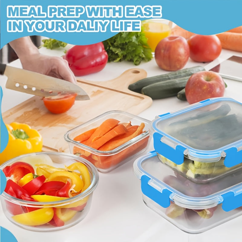 Stackable 4/24pcs Glass Food Container (2/12 Lids +2/12 Containers)-Multi-purpose Meal Prep And Pantry.With Airtight Lids, Oven, Microwave, Refrigerator And Dishwasher Safe. Durable, Space-saving Design Improves Heating Efficiency And Organization