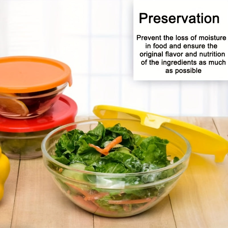 5-Pack Glass Food Storage Containers with Airtight Snap-Lock Lids - Microwave, Oven, Freezer & Dishwasher Safe, 5 Vibrant Colors (Red, Green, Blue, Yellow, Orange) - Reusable Round Meal Prep Containers for Lunch, Office, Kitchen Organization, Glass Food