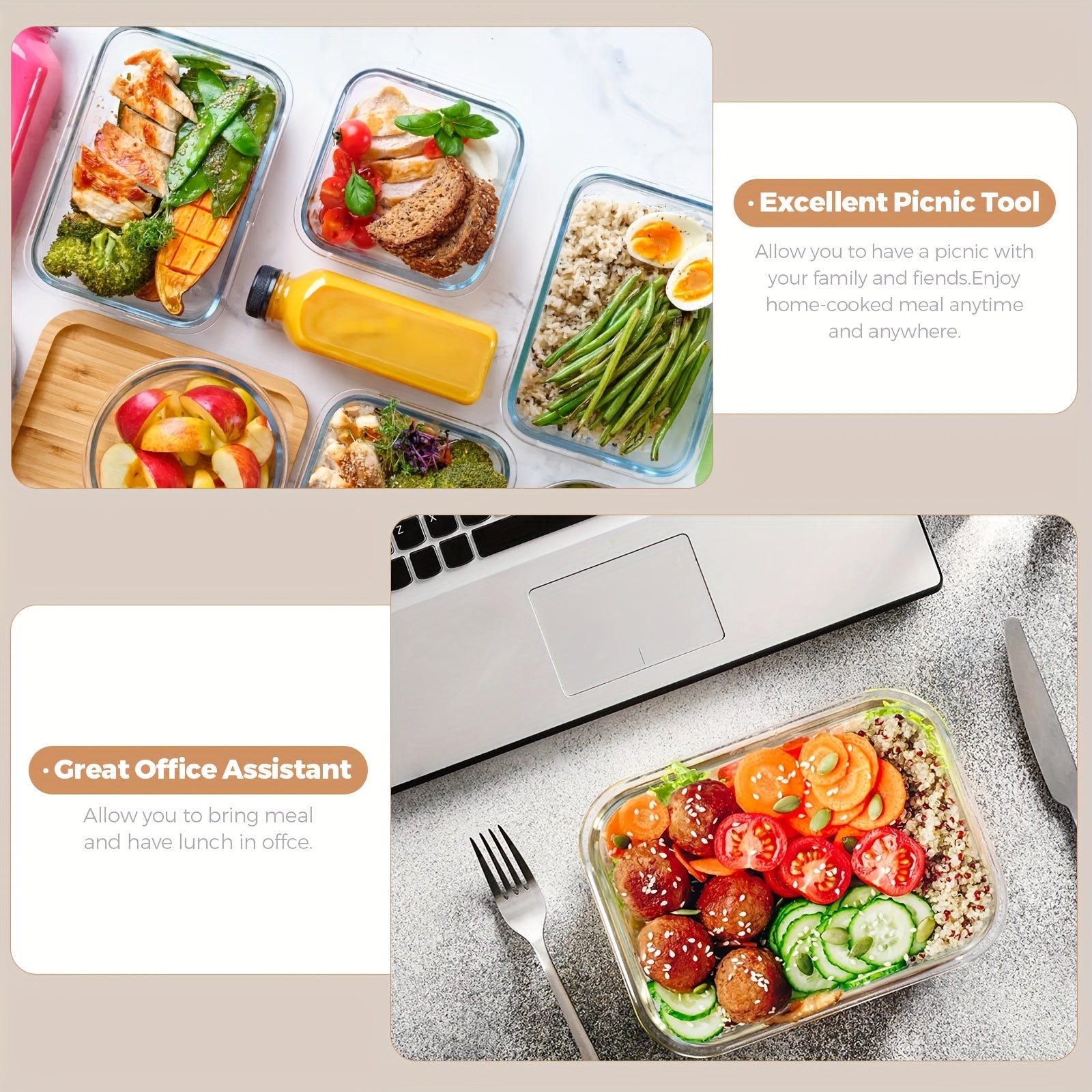 [24pcs Glass Food Containers] 24pcs Glass Food Storage Containers With Lids | 12 Glass Containers & 12 Leakproof Snap Lock Lids | Airtight Meal Prep Boxes For Kitchen And Lunch