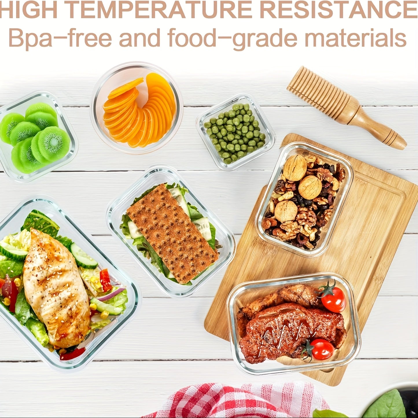 [15pcs Glass Containers] 15pcs Glass Food Storage Containers | Meal Prep Containers, Lunch Bento Boxes with Leak-proof Lids for Microwave, Freezer & Dishwasher, BPA Free - Gray