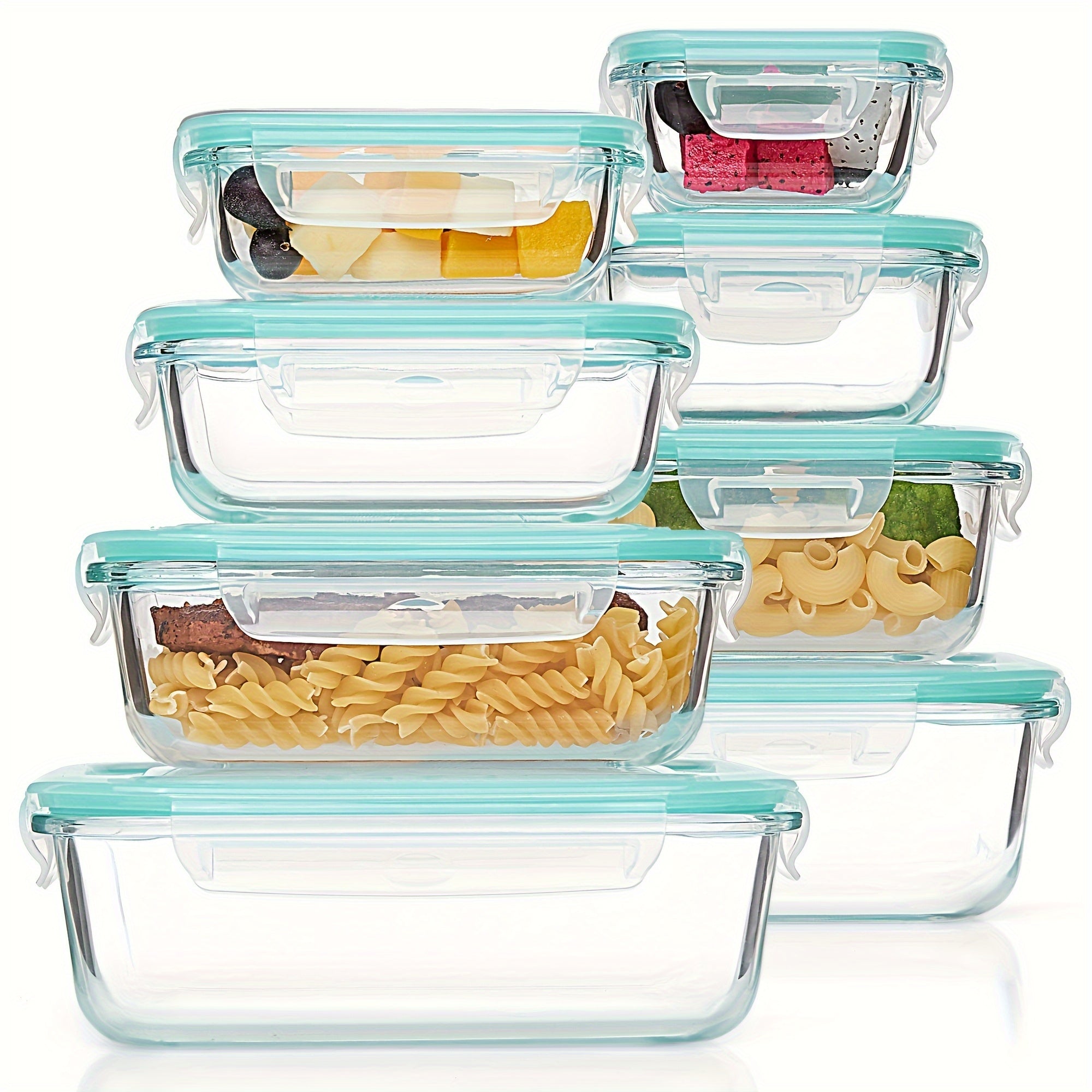 [Premium Glass Containers] 8 Pack Premium Glass Food Storage Containers | Airtight, Leak-Proof, Microwave/Oven/Freezer/Dishwasher Safe, BPA-Free, Stain-Resistant, Easy-Clean Design with Flip-Top Lids for Meal Prep, Bento Boxes, Leftovers & Fresh