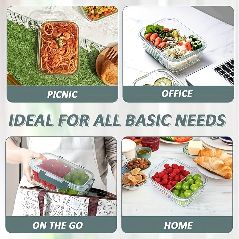 [21.97 Oz Airtight Bento Box] 21.97 Oz Airtight Bento Box Set with Lid - Microwave & Dishwasher Safe, Durable Rectangular Food Storage Container for Meal Prep, Snacks, And Leftovers - Ideal for Students, Commuters, And Picnickers, Picnic