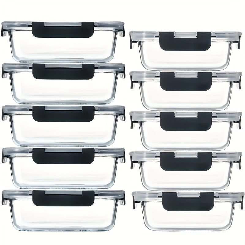 20pcs Food Storage Containers Kitchen Organizers And Storage Leakproof Meal Prep Containers Local Warehouse 20pcs Including 10pcs Glass Containers with 10 Lids, Airtight Freezer Safe, Glass Meal Prep Container, for Pantry And Kitchen Organization